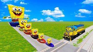 Big & Small SpongeBob vs Train | BeamNG.Drive | Beamng Game