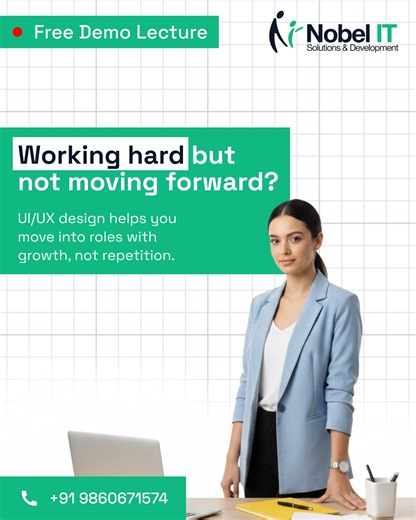 Nobel IT Solutions & Development | IT Training Pune on Instagram: "Degrees didn't make you job-ready? Stop feeling stuck. 🎓🚫 📉 In 2026, a degree is just a foundation, but #UIUXDesign is the skill that companies actually hire for. At @Nobel IT Solutions & Development, we bridge the gap between "learning" and "getting hired" by focusing on real-world outcomes, not just certificates. ✨ What we offer: ✅ Design Thinking: Master user-centered problem solving. ✅ Hands-on Mastery: Learn #Figma and #A