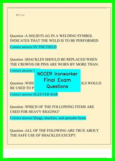 NCCER Ironworker Final Exam Questions video