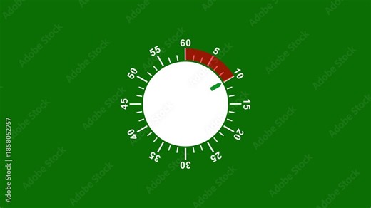 60 second countdown timer animation from 0 to 60 on a transparent background. countdown timer with alpha channel. one minute countdown video.Circle countdown timer animation concept. 4k video