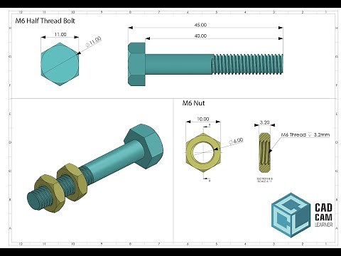 Solidworks Tutorial I Design Standard M6 Bolt & Nut in Solidworks I Part I Assembly I Design I CAD