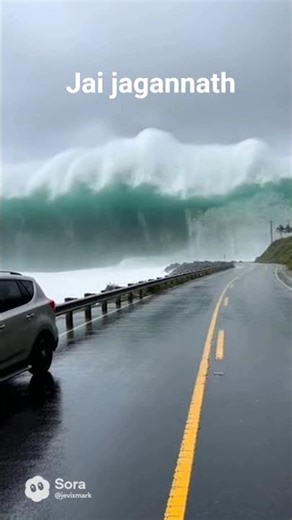 Jai Jagannath 🌊 | Dangerous Ocean Waves Near Road 😱 | Nature Power Viral Video #jaijagannath #bhakti