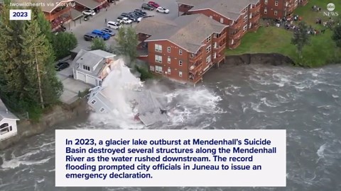 Glacier lake outburst at Alaska's Mendenhall Glacier causes record-breaking flooding