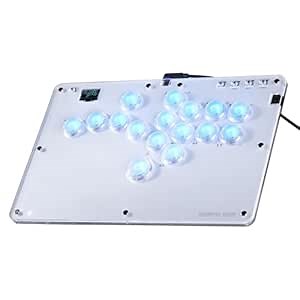 Haute42 Leverless Controller for Arcade Gaming: R16 Retro Rims Series - Thinner Size & Pinky Button(20.6mm) - 16 Keys Crystal Low-profile Switch - Custom RGB Controller for PC/Switch/PlayStation(White)