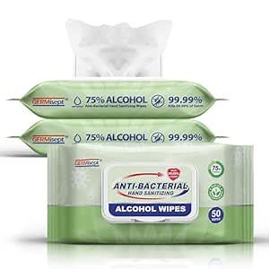 Advanced 75% Alcohol Antiseptic Hand Sanitizer Multipurpose Wipes (50 Count X 3 packs = 150 Wipes)
