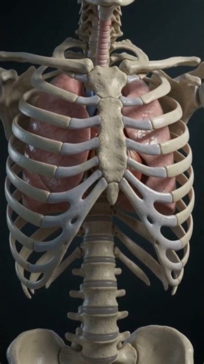 Human Rib Cage Anatomy in 3D Animation 🦴 | Ribs Explained | Skeletal System #Shorts