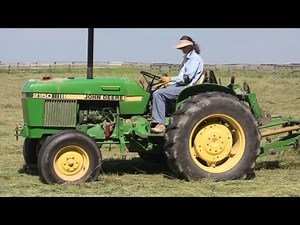 Rolling Oaks Farm - Tedding and Raking, John Deere 2150 and 2755 Tractors on 6-19-2013