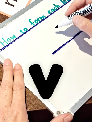 If your child’s “v” keeps looking like a “u”… try this 👇 A simple way to teach the letter v (lowercase). Say it together: “Down, up… down, up.” Make it pointy at the bottom like a valley (that is what makes it a v). Quick tip: ✅ Keep the sides straight, not curved ✅ Make the bottom a sharp point ✅ Start on the line and keep it the same height as other small letters Save this for your next handwriting practise session. #letterformation #handwritingpractice #eyfs #preschoollearning #earlyeducatio