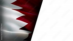 Qatar flag waving half white background. Motion Loop video waving in wind. Qatar Doha Flag background. Qatar Flag Looping Closeup 1080p Full HD footage. Qatar middle east country flags footage video f