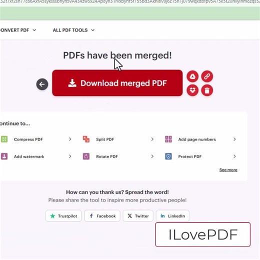 Merging PDF using ILovePDF