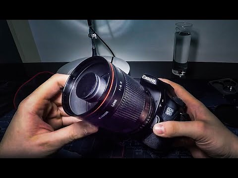 $95 mirror 500mm f8 super telephoto lens for canon unbox & review