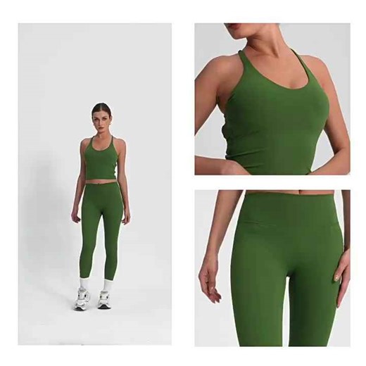 Women Spaghetti Strap Yoga Bra Crop Top Recycled Polyester Fabric Sport Wear Crisscross Tank Top for Women With Chest Pad