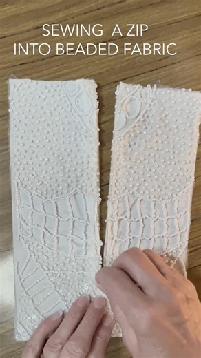 Hand Sewing a Zipper into Beaded Fabric