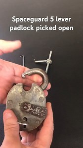 Spaceguard 5 lever padlock picked open with basic DIY homemade lever lock picking tools #asmr #hack #hacker #escape #security #prep #tactical #lockpicking #science #howto #military #secret #viral #fypシ゚ | L P L