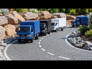 Mini RC Trucks Convoy on Curved Asphalt Road | Realistic Remote Control Vehicles