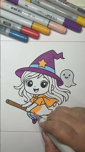 Coloring a Cozy Halloween Scene | Soft & Relaxing Marker Moment
