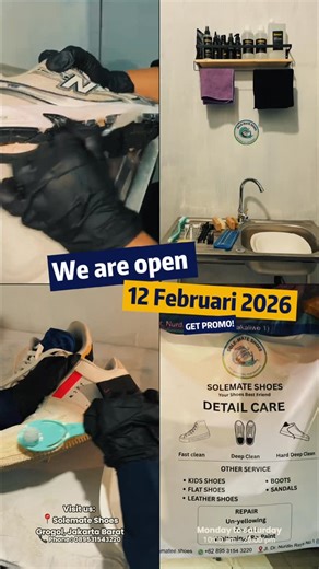 CUCI SEPATU JAKARTA BARAT GROGOL on Instagram: "WE ARE OFFICIALLY OPEN! 🎉👟 12 FEBRUARI 2026 Solemate Shoes sekarang resmi hadir di Grogol! Sepatu kotor? Kusam? Menguning? Tenang… sekarang kamu punya SOLE-MATE 💙 From BEFORE 😩 To AFTER ✨🔥 Kami siap bantu balikin sepatu kamu jadi kinclong lagi dengan: ✔ Fast Clean ✔ Deep Clean ✔ Hard Clean 🛵 Bisa order via ojek online juga! Karena sepatu bersih = confidence naik 📈 Yuk datang dan jadi salah satu customer pertama kami! 📍Jl. Dr. Nurdin No.1 (M