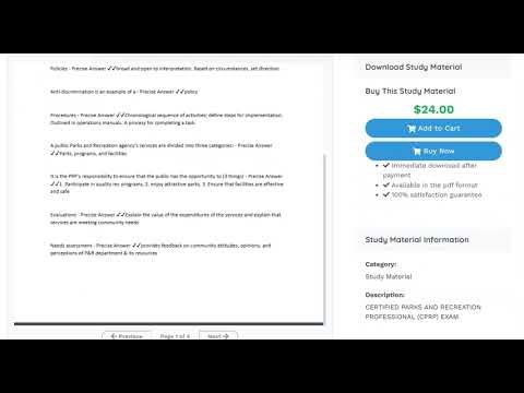 CERTIFIED PARKS AND RECREATION PROFESSIONAL (CPRP) EXAM