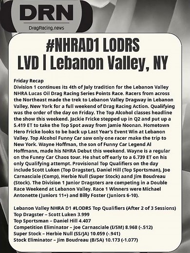 #NHRAD1 #LODRS Lebanon Valley Friday Event Recap