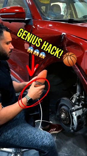 Genius way to fix a dented car with a basketball! 🏀🚗