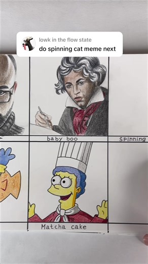 Cute Spinning Cat Drawing Idea