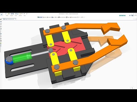 Slider Gripper Mechanism Works By Piston - Design & Motion Simulation in Solid Edge