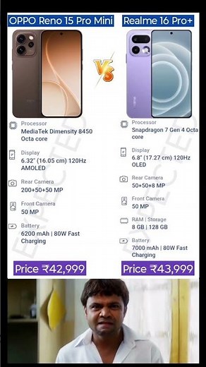 OPPO Reno 15 Pro Mini vs Realme 16 Pro Plus #shorts #trending #ytshorts #ytviral #shortsfeed #memes
