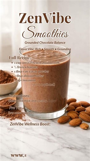 Grounded Chocolate Smoothie for Calm Energy #zenvibesmoothies #21daysmoothiedietchallange