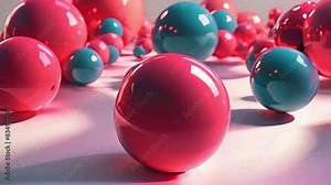 An energetic display of intersecting 3D spheres, reflecting light and producing dynamic shadows