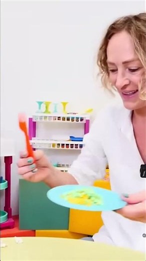 We're grating the banana and the apple! #playdough