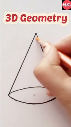 How to draw "Cone " easily || 3D Geometry || ‪@N.C.Drawing‬