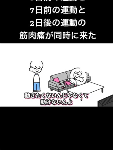 3日前と7日前と2日後の運動の筋肉痛が同時に来た