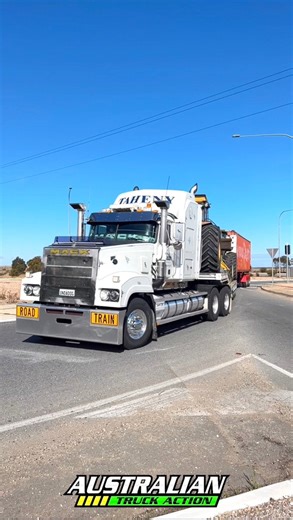14K views · 95 reactions | Mack Titan road train loaded with two tractors and a container turning at a roundabout. #truck #mack #roadtrain | Australian Truck Action | Facebook
