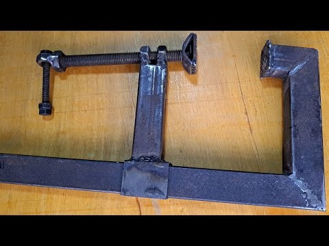 DIY Heavy Duty F-Clamp Tutorial/ How to make a long heavy duty F-clamp /Home Made F Clamp long shaft
