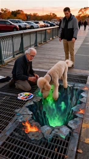 Poodle Falls Into 3D Ghost Painting World? Shocking Rescue! 😱🐶 #wildliferescue #animals