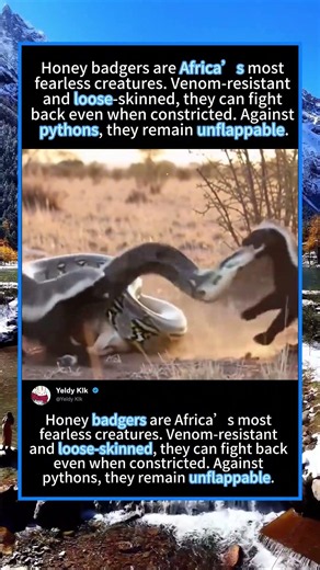 Honey Badgers vs Python: The Ultimate Showdown #HoneyBadgerVsPythonforyou #fyp #animals #funny