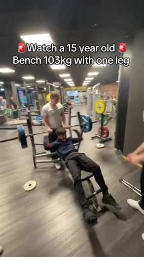 15-Year-Old Bench Presses 103kg on One Leg