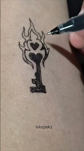 Flaming Heart Key Tattoo Design | Minimalist Pen Art You’ll Love #shorts. 17 - Inkspekz