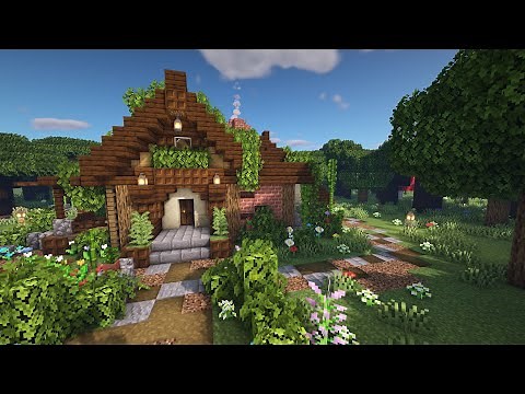 Minecraft Aesthetic Starter Survival Cottage Tutorial | Dark Forest Biome