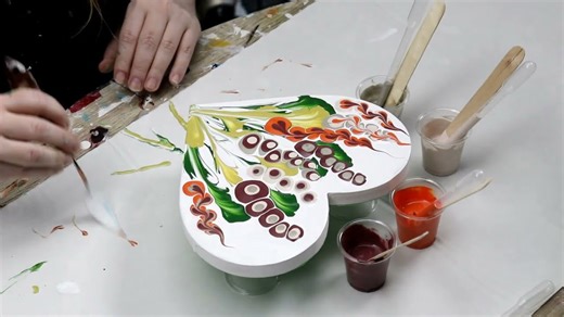 Awesome Abstract Flower Paisley Pipette Pour, Acrylic Pouring Technique