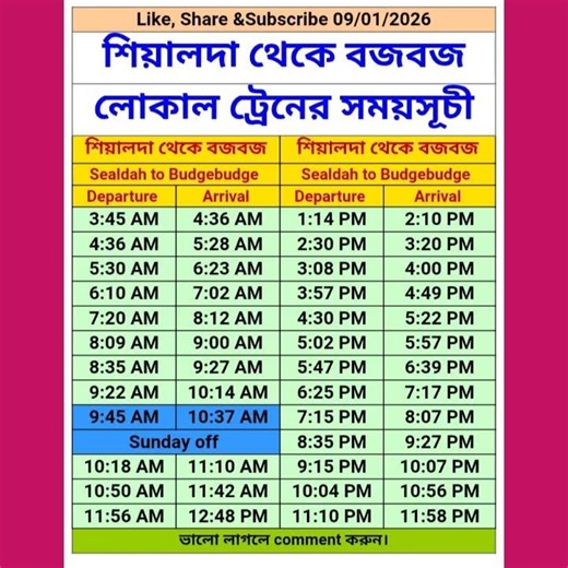 #budgebudge #sealdah #local #train #time #table #বজবজ লোকাল ট্রেনের সময়সূচী #shorts ‪@bidhu3418‬