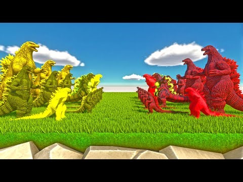 Yellow Godzilla vs Red Godzilla - Kaiju Battle in Animal Revolt Battle Simulator
