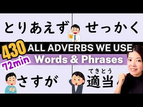 【N3-N2】All Adverbs Japanese People Speak | Intermediate Level | Listening Practice