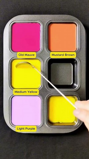 Create 3 colors from 3 colors: Old Mauve + Medium Yellow + Light Purple #asmr #mix #mixing #colors