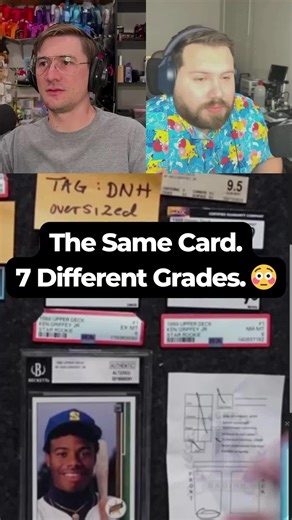 This card went through PSA, SGC, CGC, TAG and Arena Club… and somehow ended up with 7 different grading results. This really makes you think.... How subjective is the grading process? Watch The Full Episode: Ep 41 - Drying Link in bio! Disclaimer: All trademarks, service marks, and logos displayed are the property of their respective owners. The use of any third-party trademarks is for informational and reference purposes only and does not imply any affiliation, endorsement, or sponsorship by th