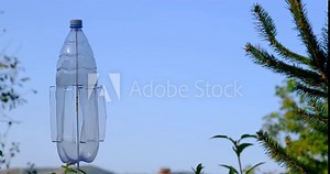 homemade weather vane.Anemometer from a plastic bottle Stock Video