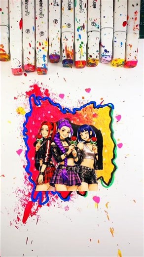 DEMON KPOP huntrix 🥰paintart #drawing #rumi