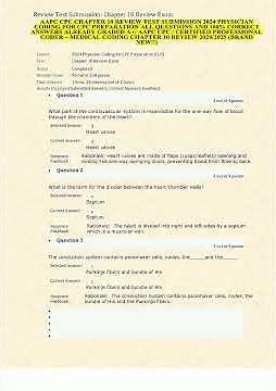 AAPC CPC CHAPTER 10 REVIEW TEST SUBMISSION 2024 PHYSICIAN CODING FOR CPC PREPARATION ALL QUESTIONS A