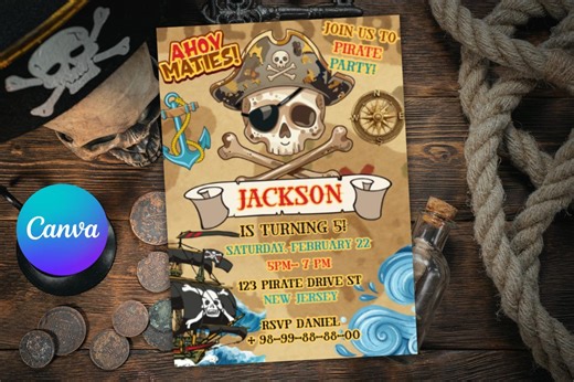 Printable Pirate Birthday Invitation Party for ANY AGE- Digital Instant Download - Etsy