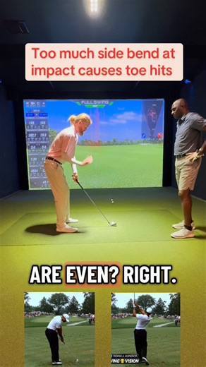 Zach Berhow on Instagram: "Too much side bend at impact causes toe hits. If you are hitting it off the toe more than likely you are raising the left shoulder at impact. Then can also be caused by lowering the right shoulder too much with too much side bend. Try to replace shoulders in the golf swing keeping the shoulders on the same shoulder plane. #golf #golflesson #sidebend #dallas #dfw #shoulder #shoulderplane #shoulders #posture #spineangle #golfer #golfing #golfcourse #golfsimulatot #online